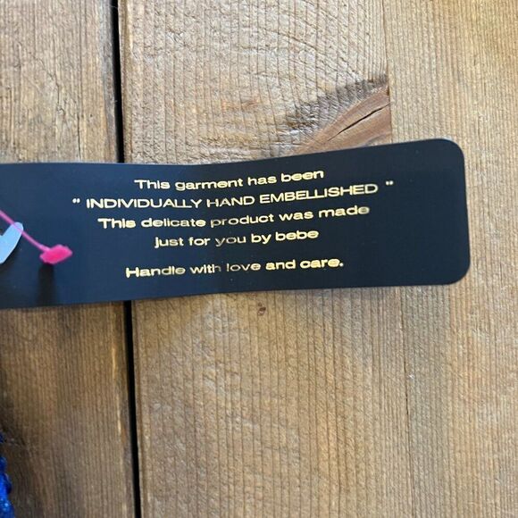 Bebe Royal Blue Hand Embellished Scalloped Romper Size Medium NWT - Picture 13 of 16